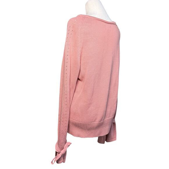 Sundance Aryka Sweater Women Medium Bell Sleeve Supima Wool Boho Feminine Bows - Picture 7 of 10